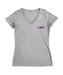 LSU Tigers Hand Sketched Vive La Fete Impressions Artwork Grey Women Cotton Short Sleeve V-Neck Tshirt