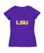 LSU Tigers Women's V-neck Fitted Cotton T-Shirt Purple