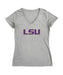 LSU Tigers Women's V-neck Fitted Cotton T-Shirt Grey