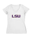 LSU Tigers Women's V-neck Fitted Cotton T-Shirt White