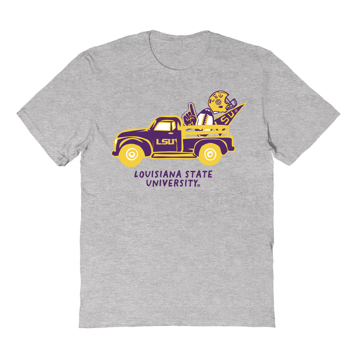 LSU Tigers Hand Sketched Vive La Fete Impressions Truck Grey T-shirt for Women