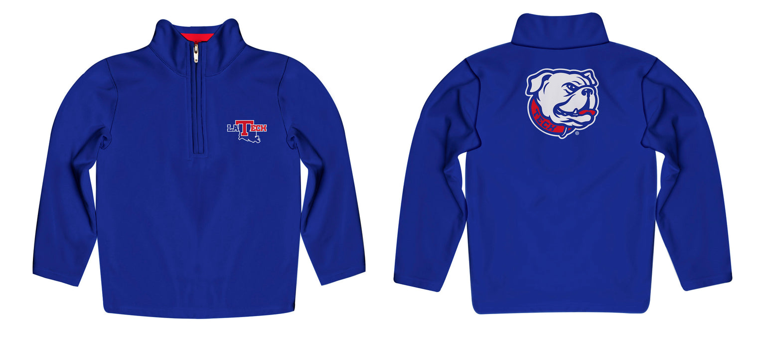 Louisiana Tech Bulldogs Vive La Fete Game Day Solid Blue Quarter Zip Pullover Sleeves - Vive La Fête - Online Apparel Store