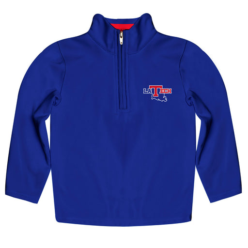 Louisiana Tech Bulldogs Vive La Fete Game Day Solid Blue Quarter Zip Pullover Sleeves