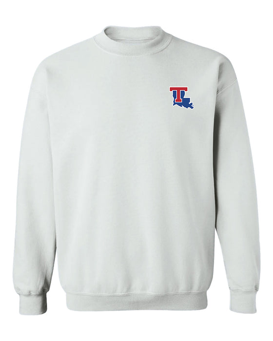 Louisiana Tech Bulldogs Hand Sketched Vive La Fete Impressions Artwork White Crew Neck Sweatshirt for Women