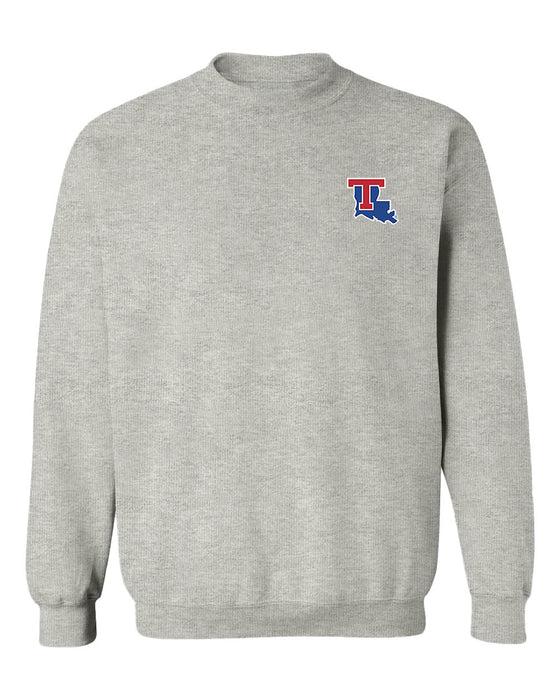 Louisiana Tech Bulldogs Hand Sketched Vive La Fete Impressions Artwork Gray Crew Neck Sweatshirt for Women