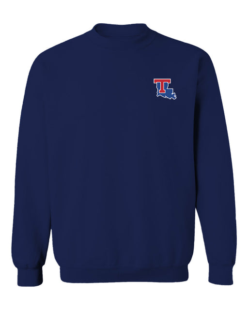 Louisiana Tech Bulldogs Hand Sketched Vive La Fete Impressions Artwork Navy Crew Neck Sweatshirt for Women