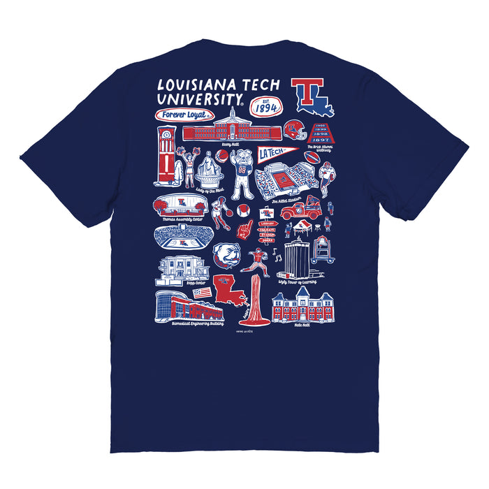 Louisiana Tech Bulldogs Vive La Fete Impressions Artwork Navy Womens Cotton Tshirt - Vive La Fête - Online Apparel Store