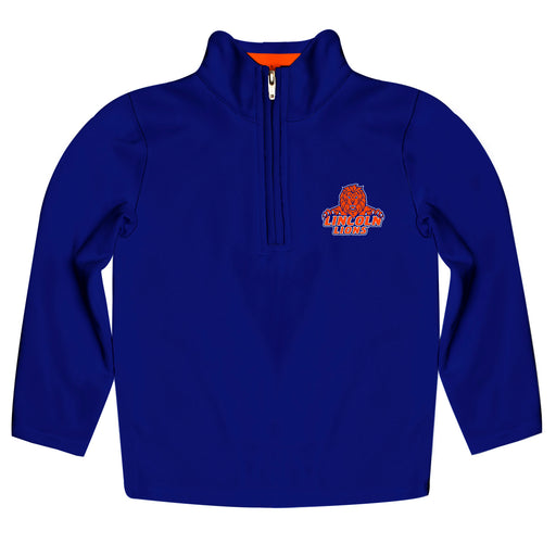 Lincoln University Lions LU Vive La Fete Game Day Solid Blue Quarter Zip Pullover Sleeves