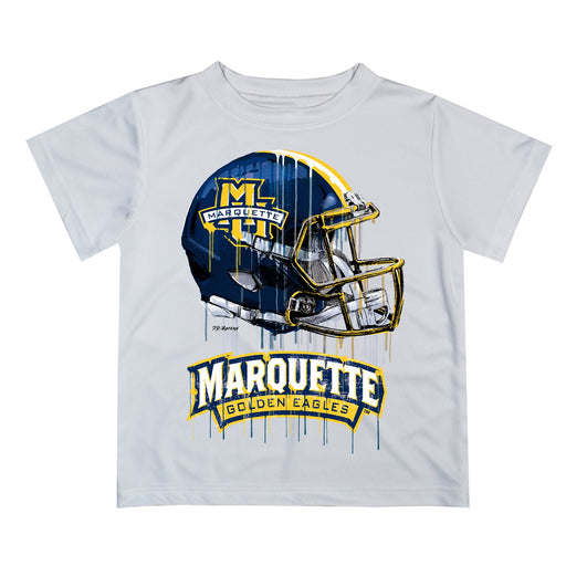 Marquette Golden Eagles Original Dripping Football Helmet White T-Shirt by Vive La Fete
