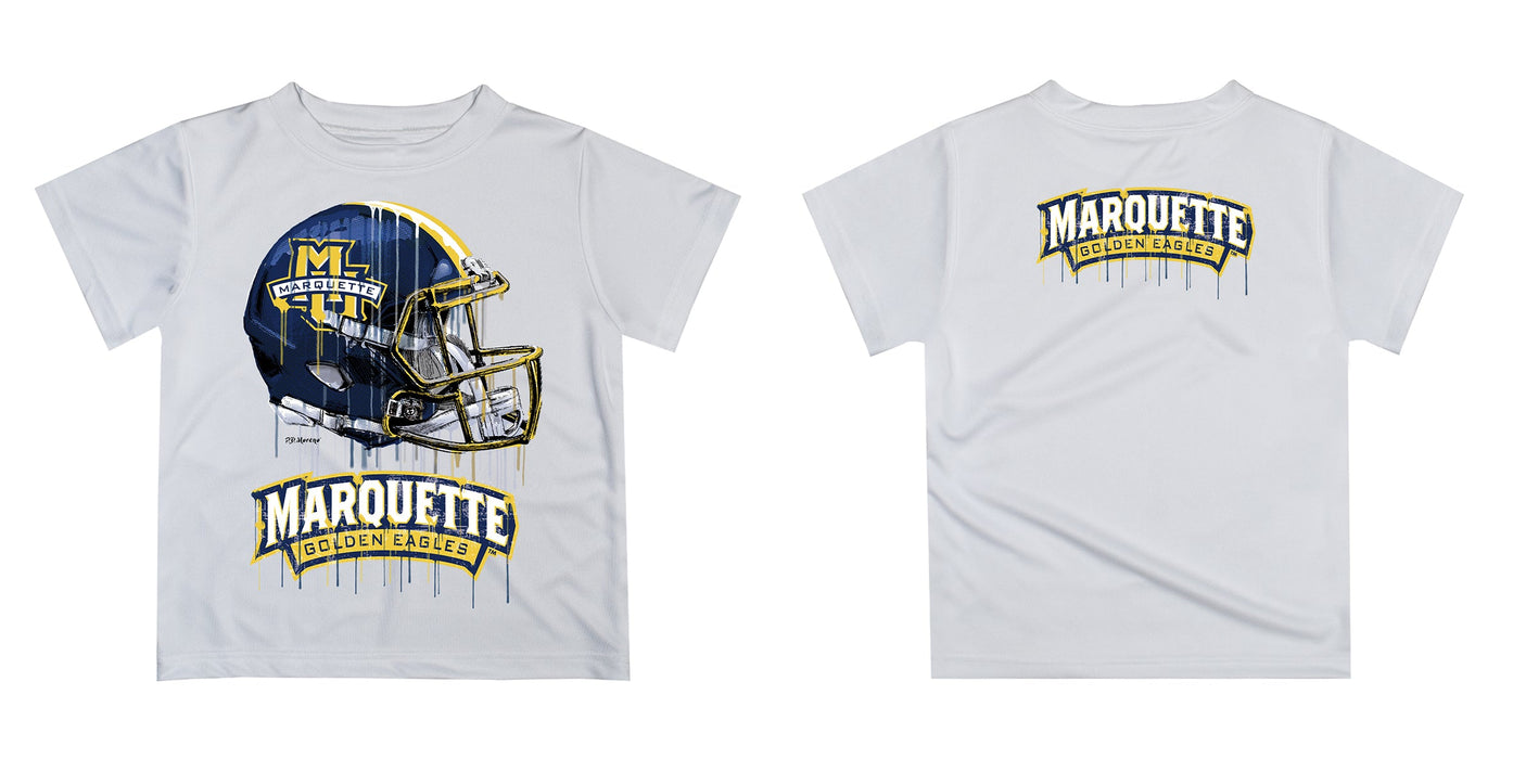 Marquette Golden Eagles Original Dripping Football Helmet White T-Shirt by Vive La Fete - Vive La Fête - Online Apparel Store