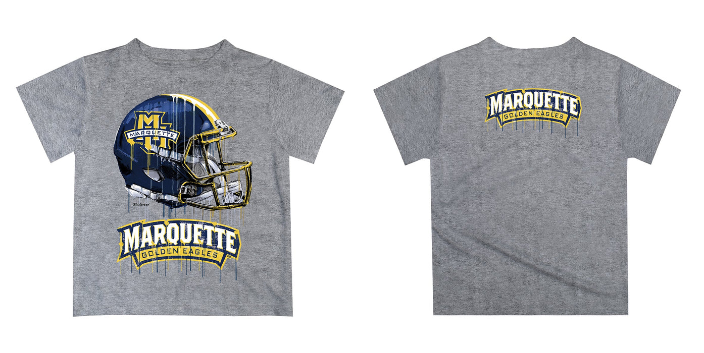 Marquette Golden Eagles Original Dripping Football Helmet Heather Gray T-Shirt by Vive La Fete - Vive La Fête - Online Apparel Store