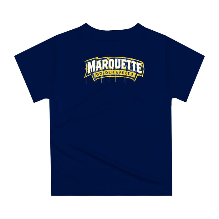 Marquette Golden Eagles Original Dripping Football Helmet Navy T-Shirt by Vive La Fete - Vive La Fête - Online Apparel Store