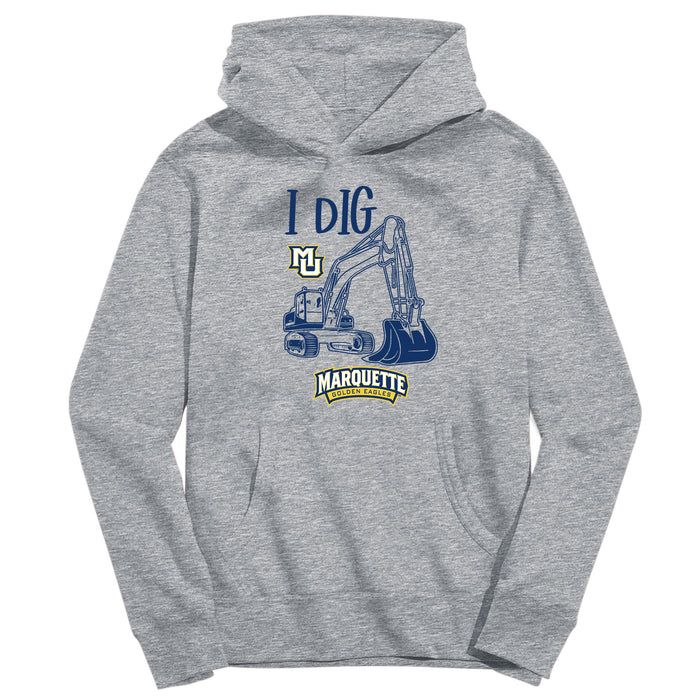 Marquette Golden Eagles Excavator Heather Grey Cotton Youth Hoodie