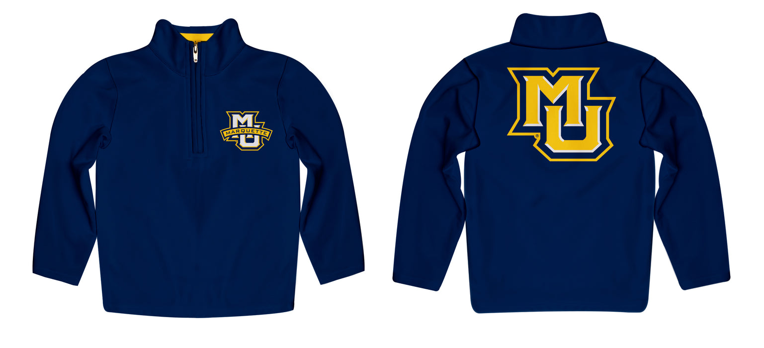 Marquette Golden Eagles Vive La Fete Game Day Solid Navy Quarter Zip Pullover Sleeves - Vive La Fête - Online Apparel Store