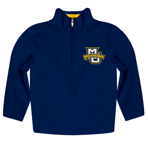 Marquette Golden Eagles Vive La Fete Game Day Solid Navy Quarter Zip Pullover Sleeves