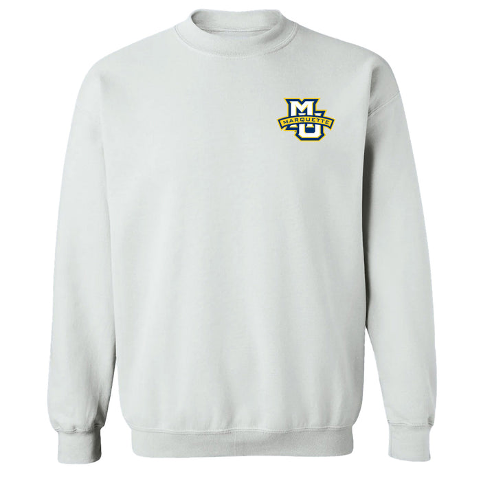 Marquette Golden Eagles Hand Sketched Vive La Fete Impressions Artwork White Crew Neck Sweatshirt for Women