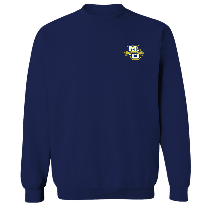 Marquette Golden Eagles Hand Sketched Vive La Fete Impressions Artwork Navy Crew Neck Sweatshirt for Women