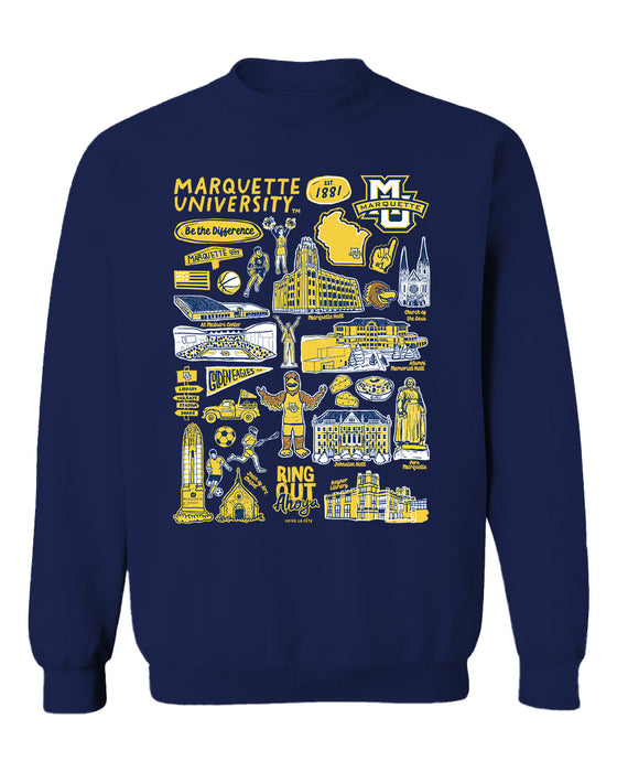 Marquette Golden Eagles Vive La Fete Impressions Navy Cotton Crewneck Sweatshirt for Women