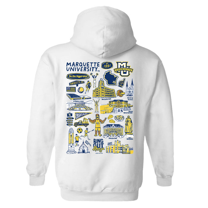 Marquette Golden Eagles Hand Sketched Artwork Cotton Fleece Women Hoodie - Vive La Fête - Online Apparel Store