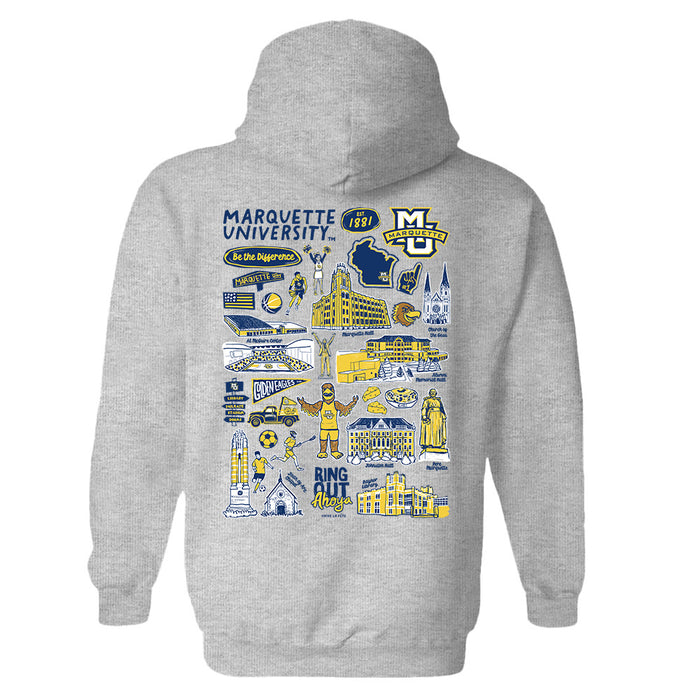 Marquette Golden Eagles Hand Sketched Artwork Cotton Fleece Women Hoodie - Vive La Fête - Online Apparel Store