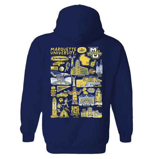 Marquette Golden Eagles Hand Sketched Artwork Cotton Fleece Women Hoodie - Vive La Fête - Online Apparel Store