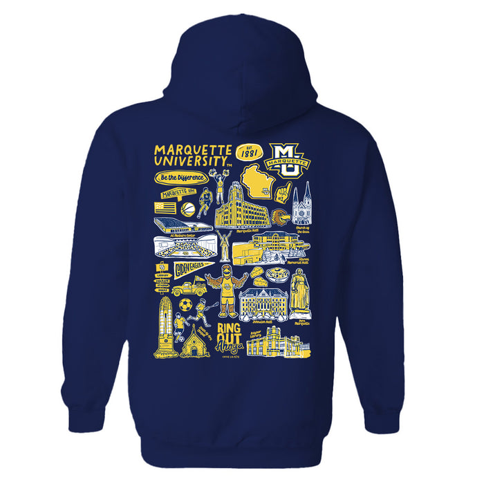 Marquette Golden Eagles Hand Sketched Artwork Cotton Fleece Women Hoodie - Vive La Fête - Online Apparel Store