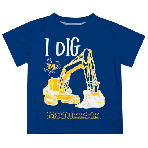 McNeese State University Cowboys Vive La Fete Excavator Boys Game Day Blue Short Sleeve Tee