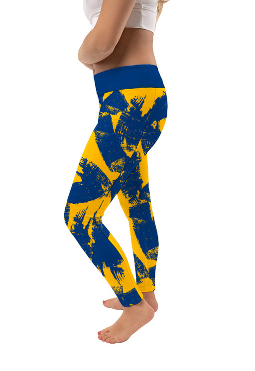 McNeese State University Cowboys Vive La Fete Paint Brush Logo on Waist Women Blue Yoga Leggings - Vive La Fête - Online Apparel Store