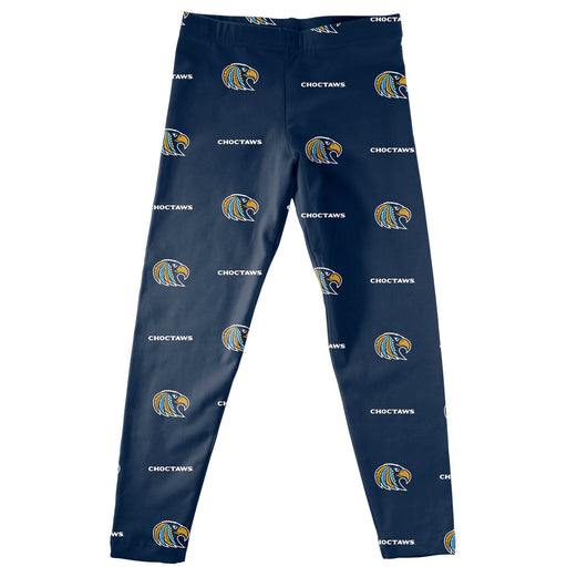 Mississippi College Choctaws Vive La Fete Girls All Over Two Logos Elastic Waist Classic Play Blue Leggings Tights
