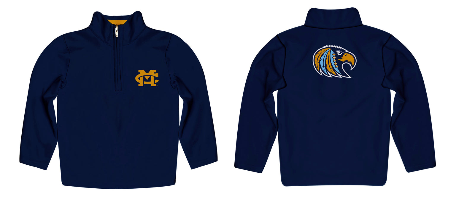 Mississippi College Choctaws Vive La Fete Game Day Solid Blue Quarter Zip Pullover Sleeves - Vive La Fête - Online Apparel Store