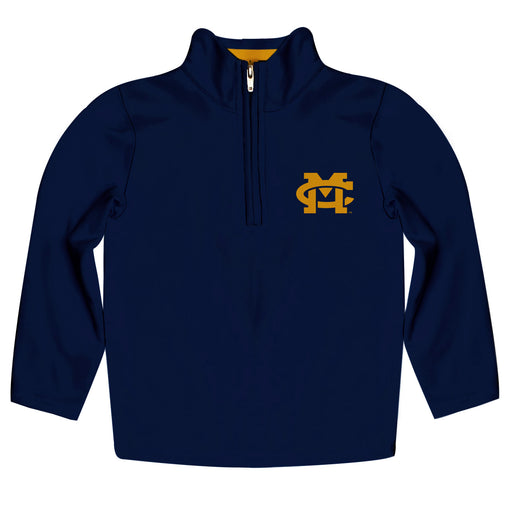 Mississippi College Choctaws Vive La Fete Game Day Solid Blue Quarter Zip Pullover Sleeves