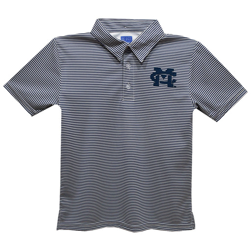 Mississippi College Choctaws Embroidered Navy Stripes Short Sleeve Polo Box Shirt