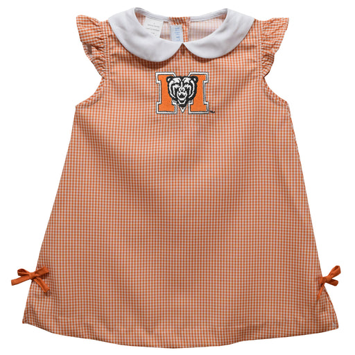 Mercer University Bears MU Embroidered Orange Gingham A Line Dress