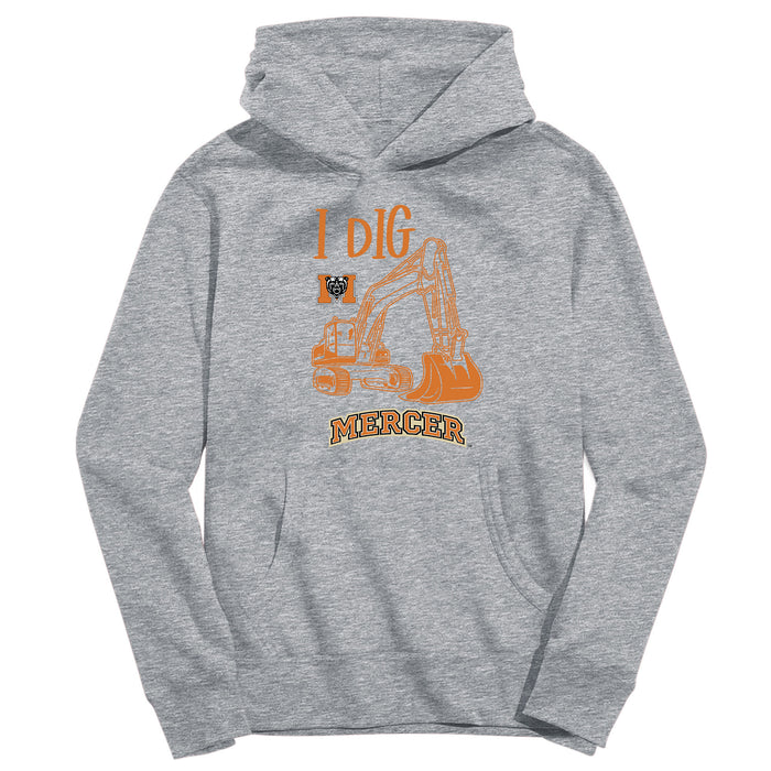 Mercer University Bears MU Excavator Heather Grey Cotton Youth Hoodie
