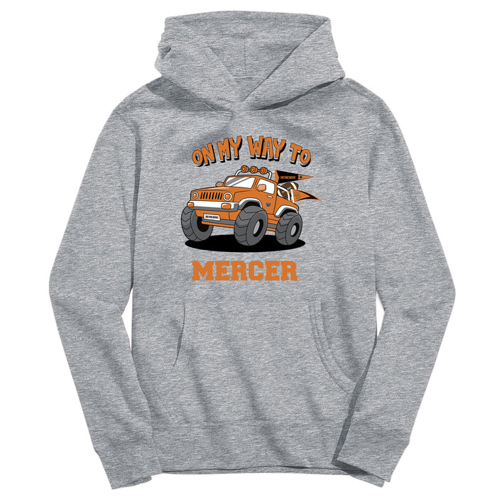 Mercer University Bears MU On My Way Monster Truck Heather Grey Cotton Youth Hoodie