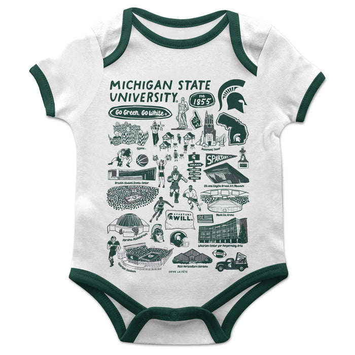 Michigan State Spartans Vive La Fete Impressions Artwork Infant White Short Sleeve Onesie Bodysuit