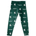 Michigan State Spartans Vive La Fete Girls Game Day All Over Two Logos Elastic Waist Classic Play Green Leggings Tights - Vive La Fête - Online Apparel Store
