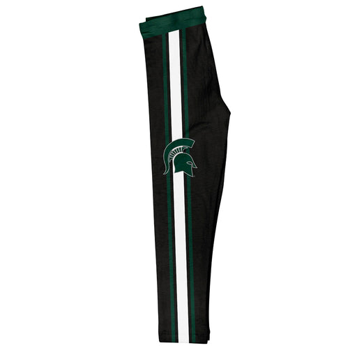 Michigan State Spartans Vive La Fete Girls Game Day Black with Green Stripes Leggings Tights - Vive La Fête - Online Apparel Store