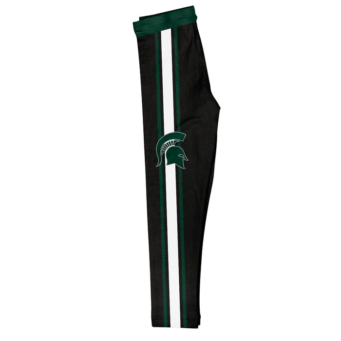 Michigan State Spartans Vive La Fete Girls Game Day Black with Green Stripes Leggings Tights - Vive La Fête - Online Apparel Store