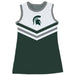 Michigan State Spartans Sleeveless Cheerleader A Line Dress White and Green