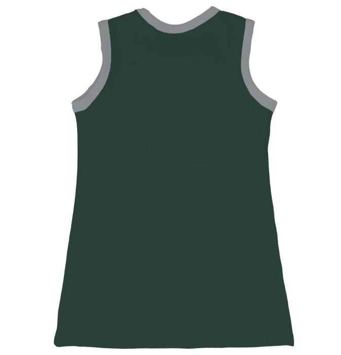 Michigan State Spartans Sleeveless Cheerleader A Line Dress White and Green