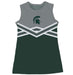 Michigan State Spartans Sleeveless Cheerleader A Line Dress Gray and Green