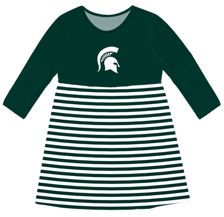 Michigan State Spartans Vive La Fete Girls Game Day Long Sleeve Green Stripe on Skirt - Vive La Fête - Online Apparel Store