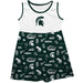 Michigan State Spartans Sleeveless Tank Dress Girls White Repeat Print Hand Sketched Vive La Fete Impressions