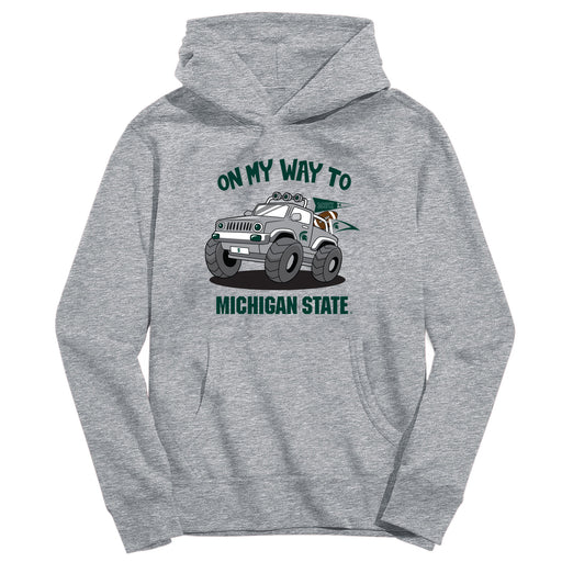Michigan State Spartans On My Way Monster Truck Heather Grey Cotton Youth Hoodie