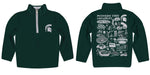 Michigan State Spartans Hand Sketched Vive La Fete Impressions Artwork Green Boys Quarter Zip Pullover V1 - Vive La Fête - Online Apparel Store