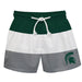 Michigan State Spartans Vive La Fete Green Stripes Swimtrunks V1
