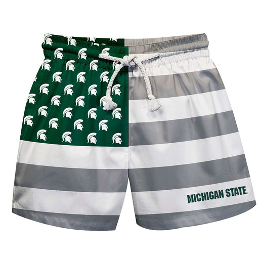 Michigan State Spartans Vive La Fete Game Day Green Flag Swimtrunks V1
