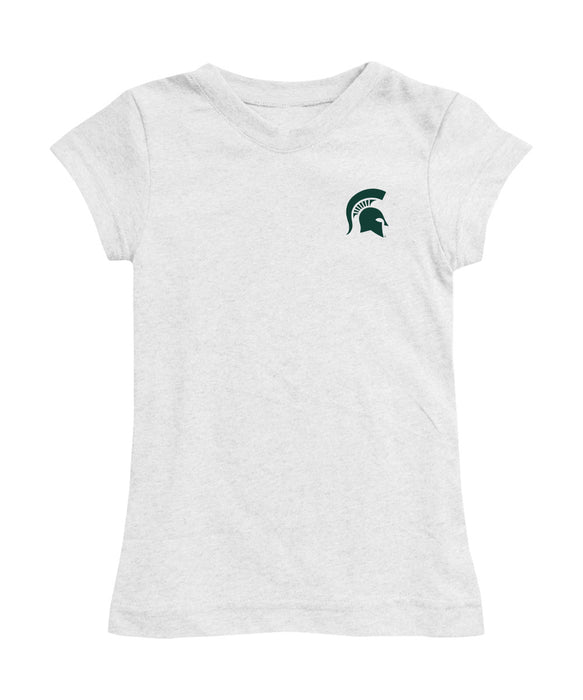 Michigan State Spartans Hand Sketched Vive La Fete Impressions Artwork White Girls Cotton Short Sleeve Tee