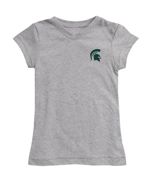 Michigan State Spartans Hand Sketched Vive La Fete Impressions Artwork Grey Girls Cotton Short Sleeve Tee